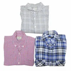 ユナイテッドアローズ UNITED ARROWS エディフィス チェックシャツ S～Mサイズ 3点セット 半袖 長袖 ボタンダウン ホリゾンタルカラー 赤系 青系 グレー系 X