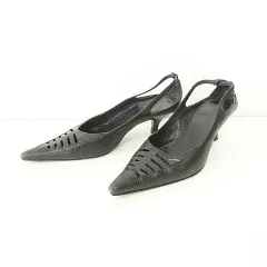 マックスマーラ MAX MARA ポインテッドトゥ ヒール パンプス レザー イタリア製 36 黒 ブラック ■MET1