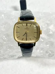 【腕時計】不動 ジャンク OMEGA デヴィル DE VILLE 手巻き 黒革バンド ゴールドトーン尾錠 正規バンド スクエア オメガ デビル レディース ウォッチ ヴィンテージ アンティークのサムネイル