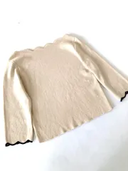 natural couture ナチュラルクチュール 袖口配色スカラップ ニット セーター sizeF/ベージュ ■◇レディース