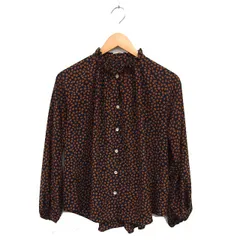 アダムエロペ Adam et Rope' フリルカラー シャツ ブラウス プリント ラグランスリーブ 長袖 F 茶 ブラウン /NT21