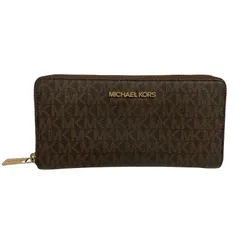 【中古品】Michael Kors マイケルコース 35F8GTVE9B MK SIGNATURE BROWN シグネチャー ブラウン ラウンドファスナー長財布 【200-260102-cs-17-izu】