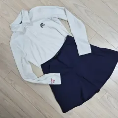 マルボンゴルフ 白 長袖Tシャツ + ポロ ネイビー スカート セット