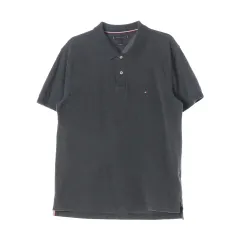 Tommy Hilfiger トミーヒルフィガー レギュラーフィット ポロシャツ スモールロゴ 半袖 カラーTシャツ チャコール