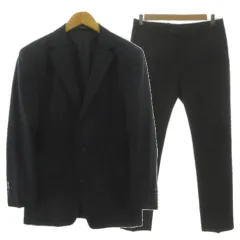 コムサメン COMME CA MEN スーツ ジャケット テーラードカラー シングル 2B パンツ スラックス ウール ピンストライプ ブラック 黒 46