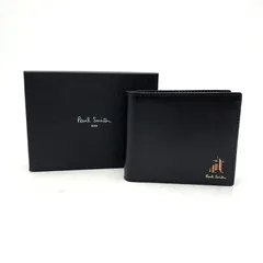 【中古美品】Paul Smith ポール・スミス PSQ164 STRIPE RABBIT LEATHER SHORT WALLET ストライプ ラビット レザー ショート ウォレット 二つ折り財布 【200-251204-cs-15-izu】