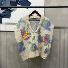 (100) ザラ ZARA レディース カジュアル フラワーパターン ニット ベスト