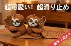大人気完売必至 yoga socks【新品未使用】もふもふナマケモノの立体靴下 2足セット 癒し系ルームソックス 可愛い防滑仕様