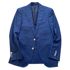 美品 GREEN LABEL RELAXING CANONICO グリーンレーベルリラクシング カノニコ イタリア生地 テーラードジャケット ネイビー 42 背抜き