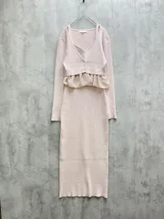 【完売品】ienda リエンダ ペプラムカーデセット キャミワンピース リブニット sizeF/ピンク ■◇レディース