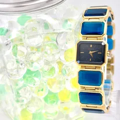 【美品/新品電池】SEIKO セイコー LASSALE ラサール レディース 腕時計 オクタゴン ゴールド カラーストーン ブルー 1E20-6398 220702