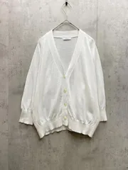 SHIPS any シップスエニィ リネン ミックス Vネック ショート シアー カーディガン sizeF/ホワイト ■◇レディース