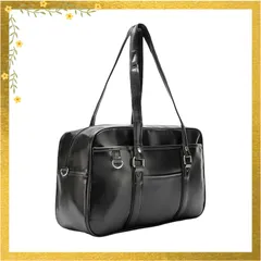 [Ebyec] スクールバッグ 高校生 女子 革 合皮 ボストンバッグ 大容量 軽量 通学 男女兼用 茶色 学生 肩紐長い JK 制服 スクバ 修学旅行 1