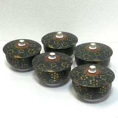 ◼︎未使用保管品◼︎ 【九谷焼　陶和】 青粒鉄仙　蓋付湯呑（5客）