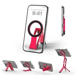 Ulanzi MA60 スマホ三脚 ミニ三脚 magsafeに対応 自撮り棒 スマホスタンド ミニ携帯スタンド 携帯リング スマホグリップ 薄型軽量 多機能角度調整可能 横置き/縦置き 折りたたみ式 両面マグネット式 アルミ製 持ち運び便利 安定 卓上三脚 1