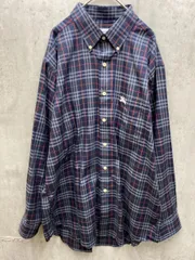 極美品 burberrys OF LONDON バーバリーズオブロンドン 旧タグ ロゴ刺繍 ボタンダウン ノバチェック シャツ size41（L）/紺 ■◇レディース