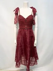 2258 DEA by ROBE de  FLEURS ディアバイローブドフルール　キャバクラ　ドレス　ラメツイード　チェックオーガンジー　ロング　ストラップリボン　チュール　キラキラ　キャバドレス　S