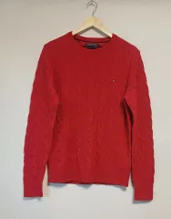 トミーヒルフィガー ケーブルニット S / 正規品 / レッド 色味 きれい / 状態 良好