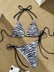 【新品/XL】トレンド✨ゼブラ柄 ビキニセット / ハイカット・インポートデザイン 🦓