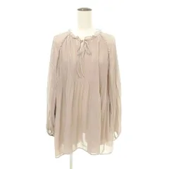 アースミュージック&エコロジー EARTH MUSIC & ECOLOGY 美品 プリーツ シアー シフォン ブラウス F グレージュ ■TC