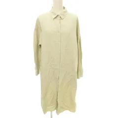 ユニクロ UNIQLO シャツ ワンピース ロング 長袖 無地 薄手 Mサイズ ベージュ ■TC