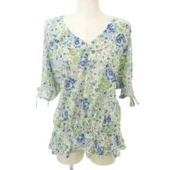 エージーバイアクアガール AG by aquagirl 花柄 フラワー ブラウス 半袖 ボタン 薄手 フリーサイズ マルチカラー ■TC