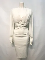 2259 Tiara ティアラ　キャバクラ　ドレス　タイト　ミディ　伸縮性　無地　シンプル　シースルー　キャバドレス　S