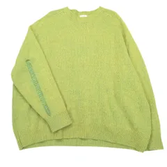 22aw URU ウル ベビーアルパカ ニット セーター クルーネック プルオーバー ダメージ加工 22FUK05 トップス F 黄緑系 メンズ 【中古】