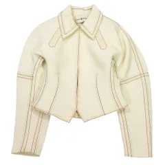 極美品 22ss TORY BURCH トリーバーチ コットンツイル クロップド ショート丈 ジャケット カラフルステッチ 0 XS ホワイト系 【中古】のサムネイル