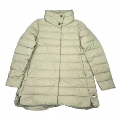 HERNO ヘルノ ダウン ジャケット コート スタンドカラー Aライン ミドル丈 PI001544D 12456 44 L ベージュ レディース 【中古】
