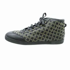美品 GUCCI グッチ スタッズ レザー スニーカー シューズ レースアップ 靴 サイズ35.5 23cm ゴールド ブラック レディース 【中古】