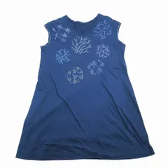 美品 18ss ISSEY MIYAKE HaaT イッセイミヤケ ハート 刺繍 ワンピース ノースリーブ ひざ丈 2 M ネイビー レディース 【中古】