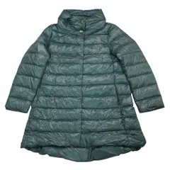 HERNO ヘルノ イコニコ ダウン ジャケット コート スタンドカラー Aライン ナイロン 軽量 ICONICO 42 M グリーン レディース 【中古】