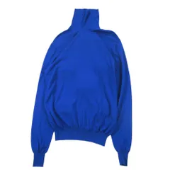 18aw HERMES エルメス タートルネック ニット セーター 長袖 ハイネック Hロゴ ライン ベーシック 無地 トップス 青 メンズ 【中古】