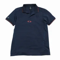 20SS OAKLEY オークリー ロゴ 刺繍 ポロシャツ 半袖 ボーダー ゴルフウェア FOA401464 ストレッチ  M ネイビー メンズ 【中古】