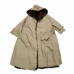 毛皮 ファー ライナー付き フーデット ロング コート ジャケット ベルト付き アウター 34 XS ベージュ レディース 【中古】