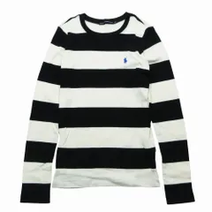 ラルフローレン RALPH LAUREN SPORT ボーダー ニット Tシャツ カットソー 長袖 ポニー刺繍 トップス M 黒×白 レディース 【中古】