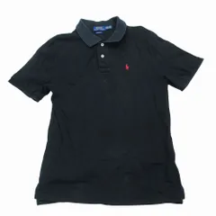 POLO RALPH LAUREN CLASSIC FIT ポロシャツ 半袖 ポニー ロゴ 刺繍 鹿の子 カットソー XL ブラック メンズ 【中古】