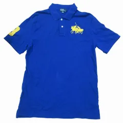 POLO by RALPH LAUREN ラルフローレン ポ二ー ロゴ 刺繍 ポロシャツ 半袖 鹿の子 カットソー XL ブルー メンズ 【中古】