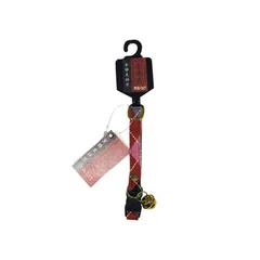 神戸工房 猫用首輪 京楽布 格子 赤 S ペット用品 （1点）