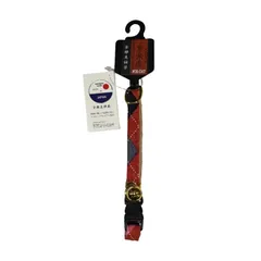 神戸工房 猫用首輪 京楽布 格子 赤 M ペット用品 （1点）