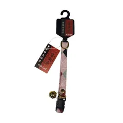神戸工房 猫用首輪 京楽布 格子 桃 M ペット用品 （1点）