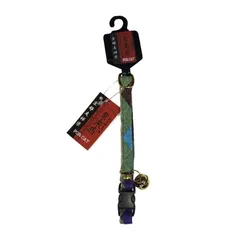 神戸工房 猫用首輪 京楽布 格子 緑 M ペット用品 （1点）