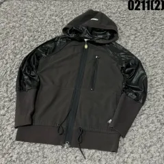 アディダス ブラック/ブラウン フードジップアップ ジャケット s