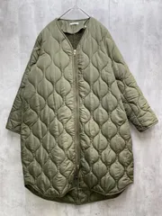 Emma Taylor エマテイラー ノーカラー ボアライナー付き キルティング コート size34/カーキ ◆■◎レディース