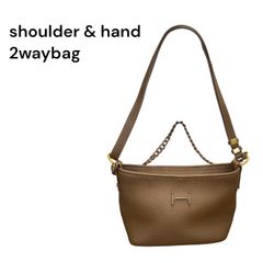 ＆marks 本革 2WAY レザー ハンドバッグ ブラウン 牛革 ショルダー 