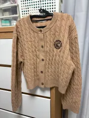 エイトセカンズ ケーブル ニット カーディガン ベージュ L