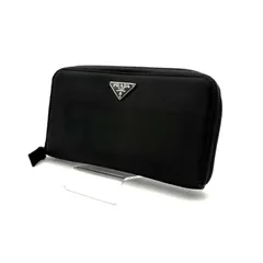 【 箱付／美品 】PRADA　プラダ　ラウンドジップ　長財布　ロングウォレット　テスートナイロン／レザー　トライアングルロゴ　M506　ブラック