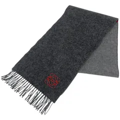 ロエベ LOEWE アナグラム マフラー バイカラー マフラー ウール カシミヤ グレー レディース 【中古】