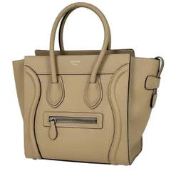セリーヌ CELINE ラゲージ マイクロショッパー トートバッグ ハンドバッグ レザー ベージュ レディース 【中古】